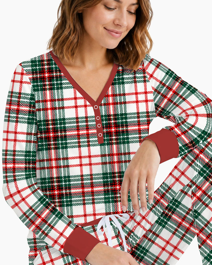 Classic Christmas Tartan Plaid Bamboo Women Pajama Set