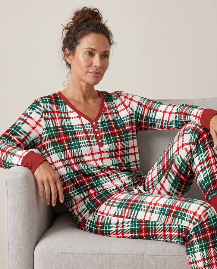 Classic Christmas Tartan Plaid Bamboo Women Pajama Set