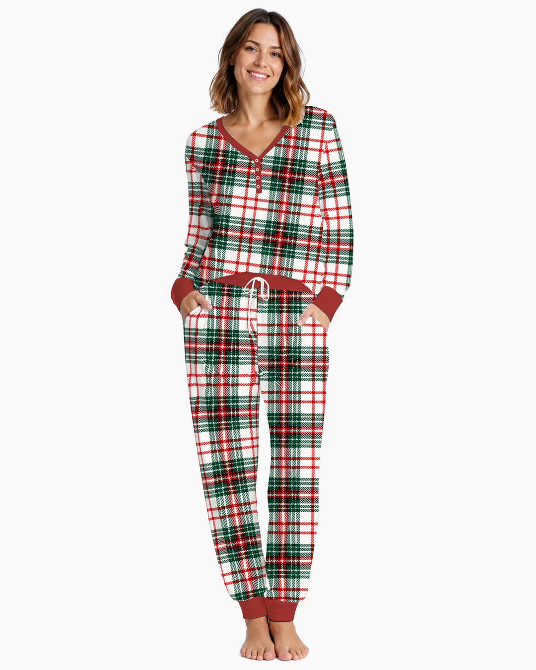 Classic Christmas Tartan Plaid Bamboo Women Pajama Set