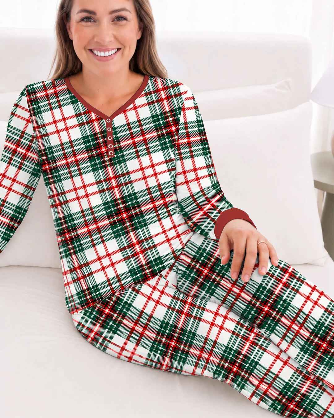 Classic Christmas Tartan Plaid Bamboo Women Pajama Set