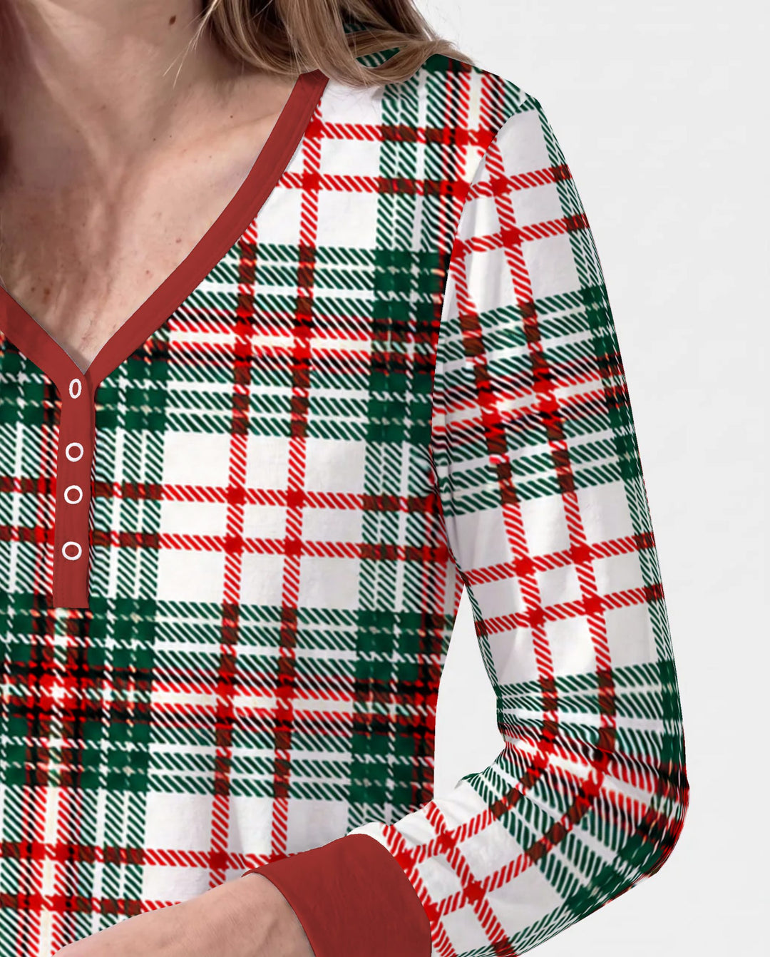 Classic Christmas Tartan Plaid Bamboo Women Pajama Set