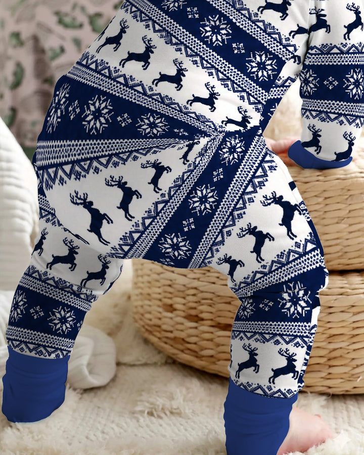 Navy Nordic Reindeer Fair Isle Bamboo Convertible Zippy