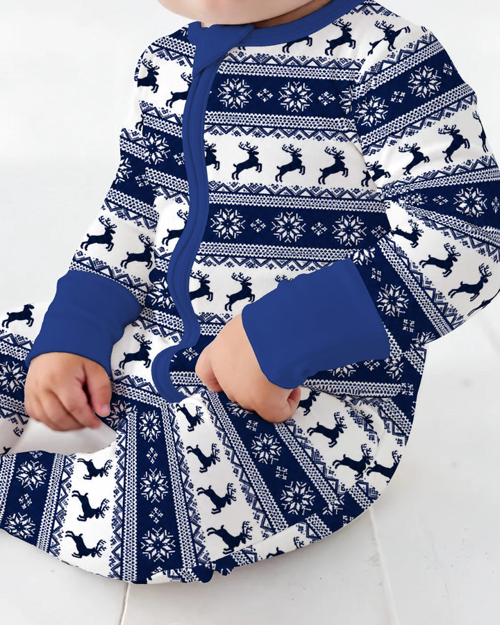 Navy Nordic Reindeer Fair Isle Bamboo Convertible Zippy