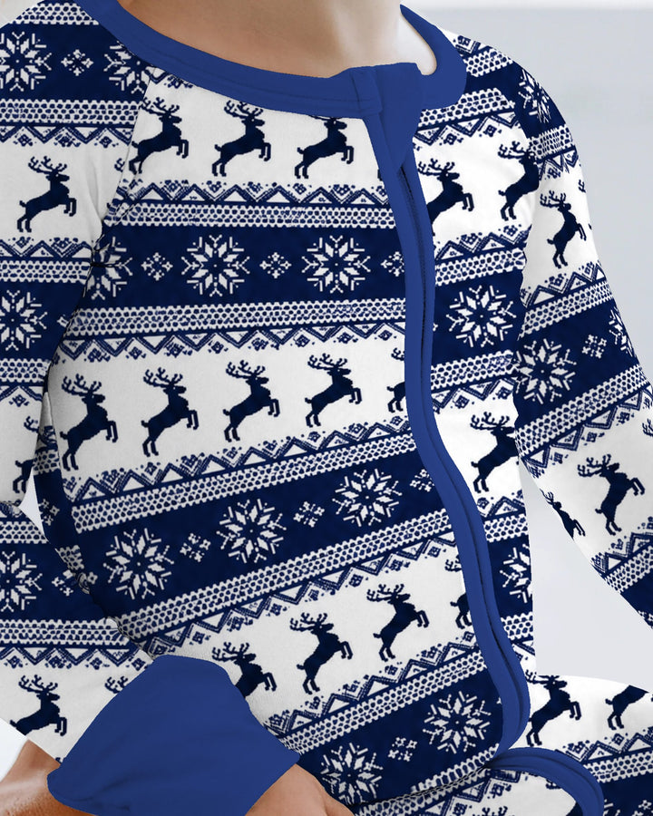 Navy Nordic Reindeer Fair Isle Bamboo Convertible Zippy