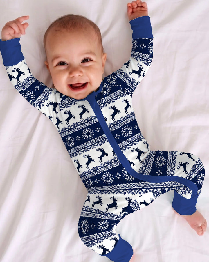Navy Nordic Reindeer Fair Isle Bamboo Convertible Zippy
