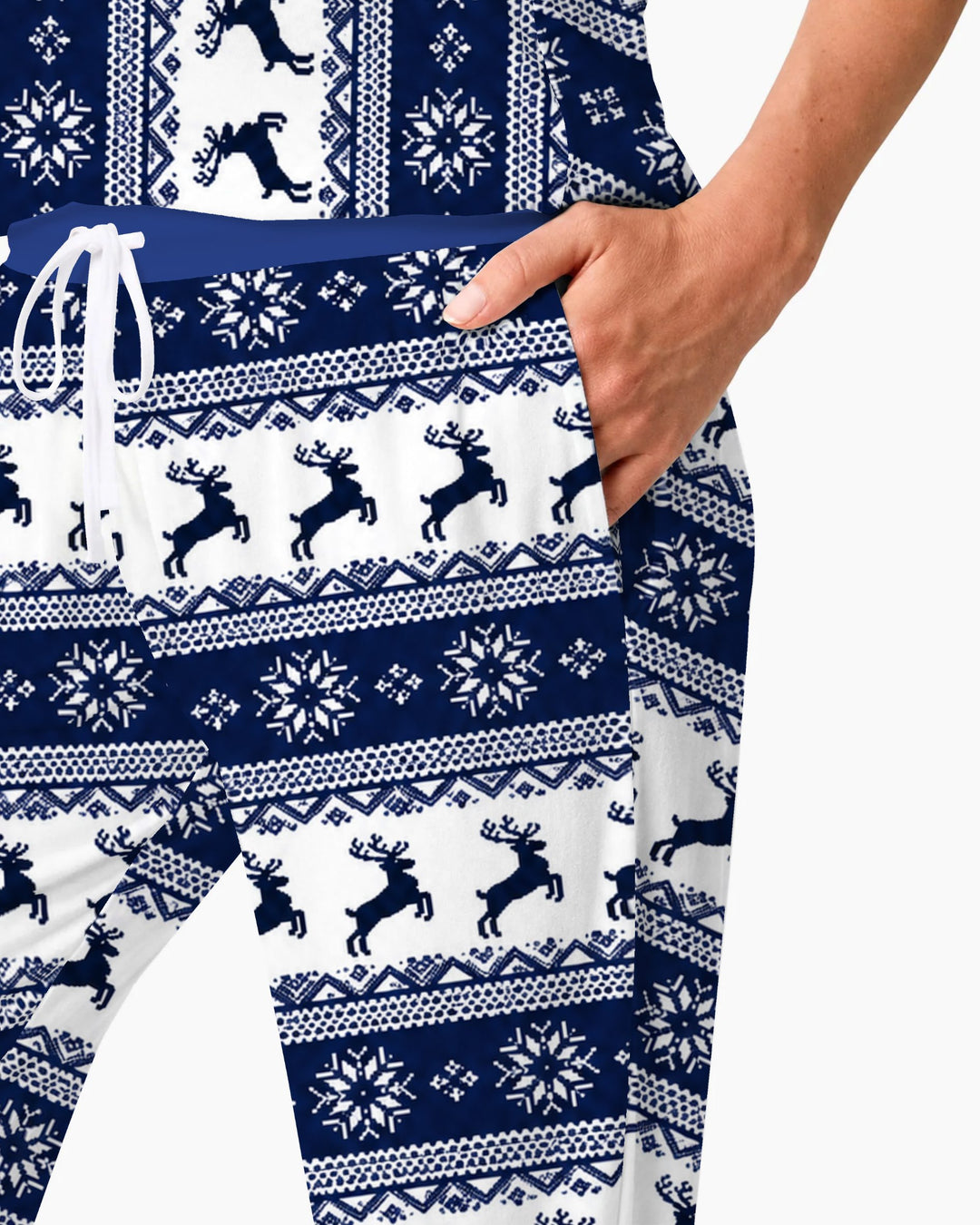 Navy Nordic Reindeer Fair Isle Bamboo Women Pajama Set