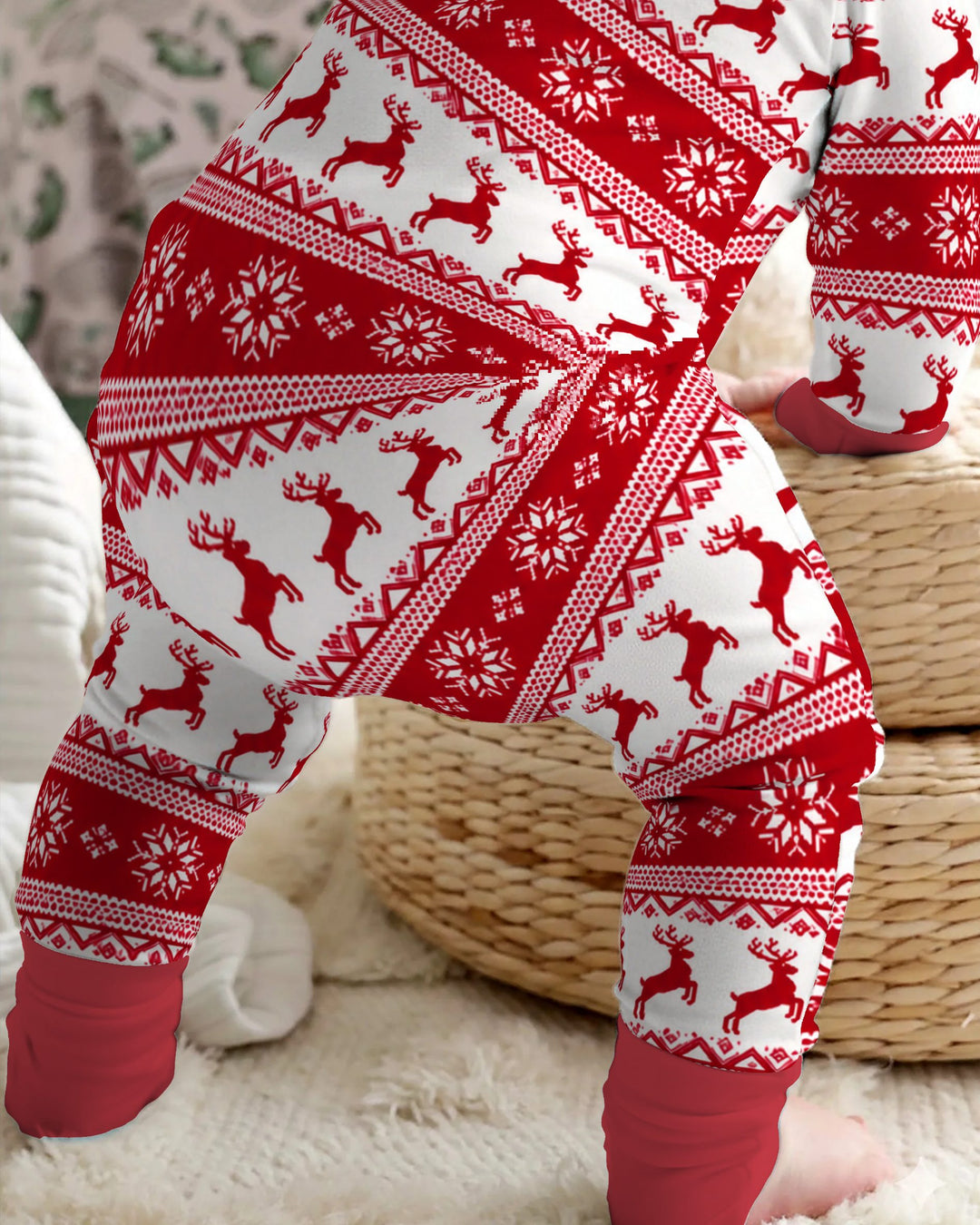 Red Nordic Reindeer Fair Isle Bamboo Convertible Zippy