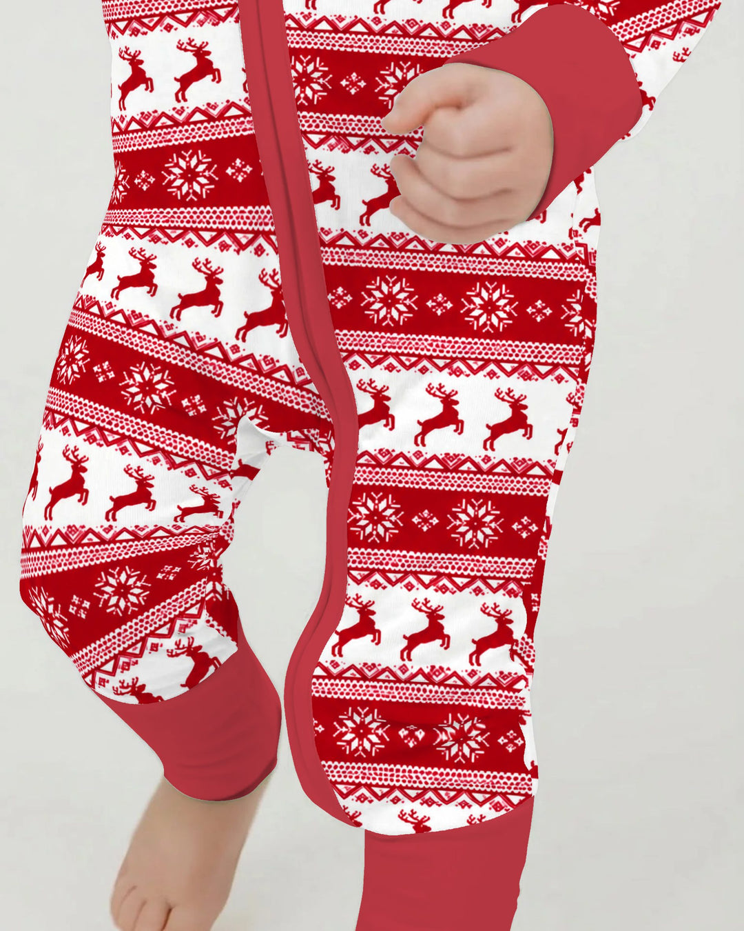 Red Nordic Reindeer Fair Isle Bamboo Convertible Zippy