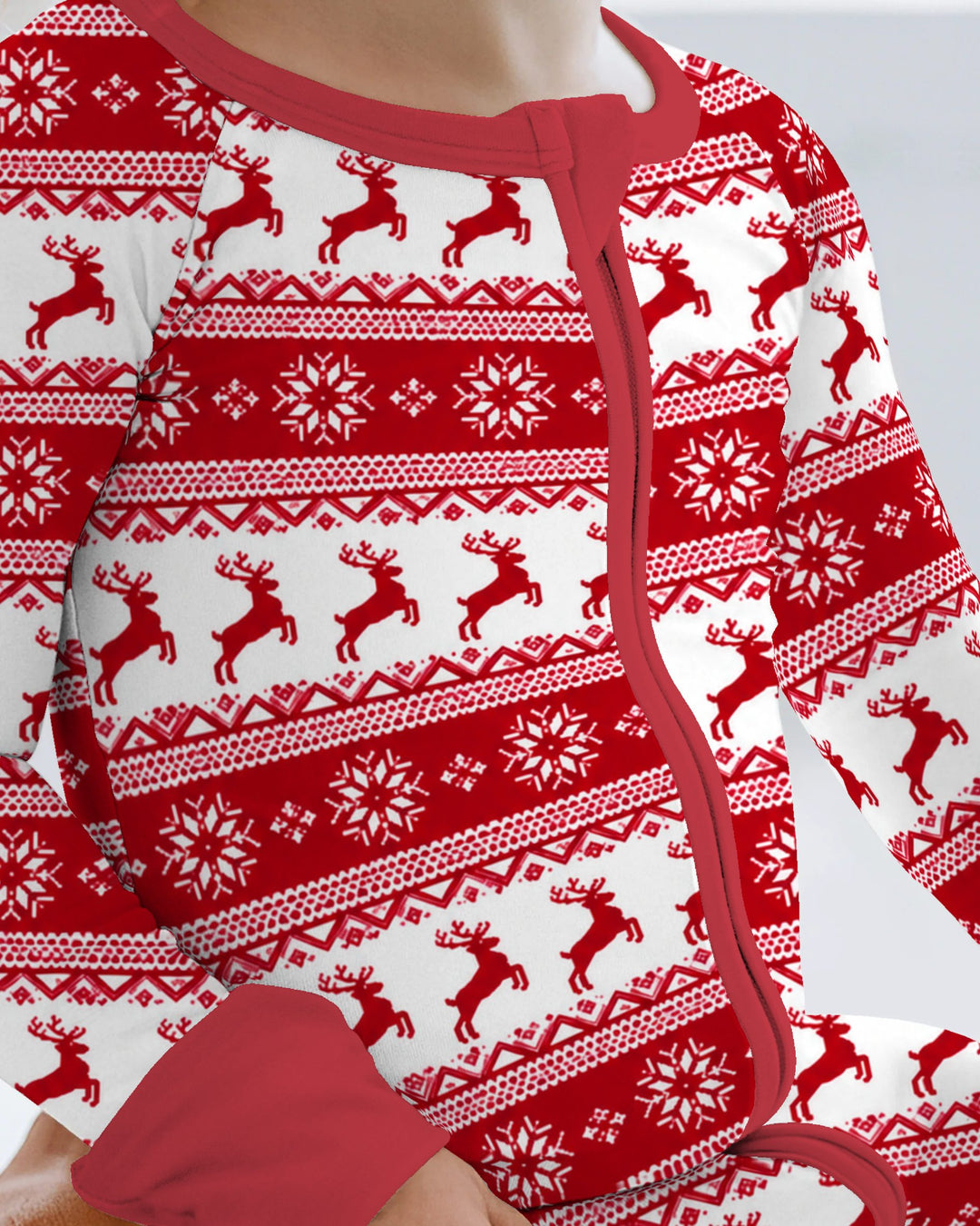 Red Nordic Reindeer Fair Isle Bamboo Convertible Zippy