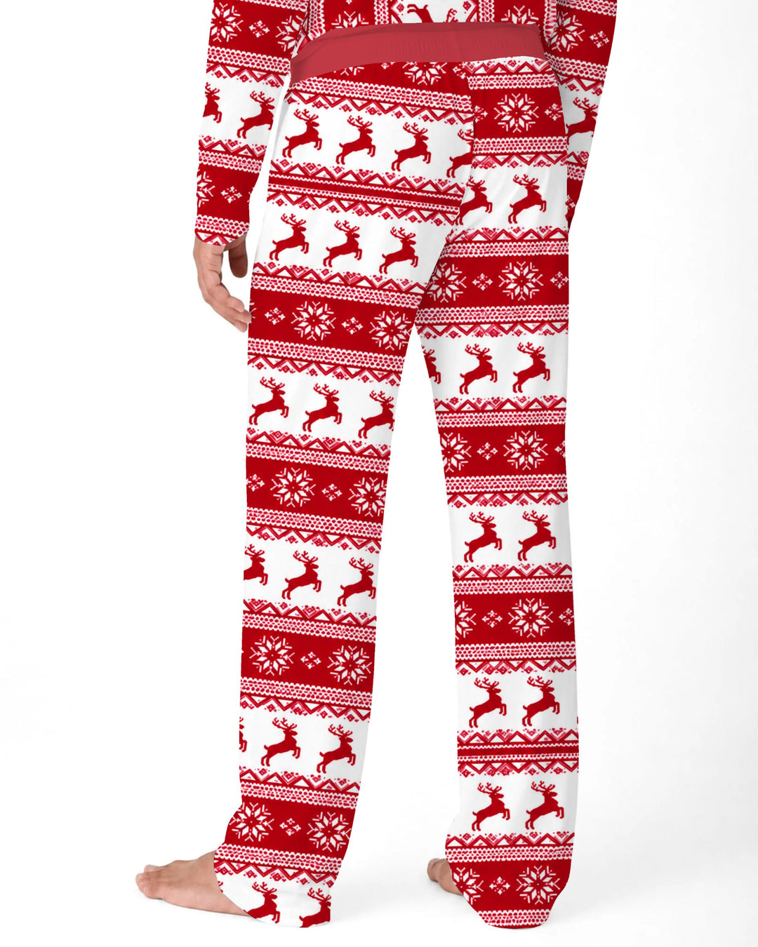 Red Nordic Reindeer Fair Isle Bamboo Men's Pajama Set
