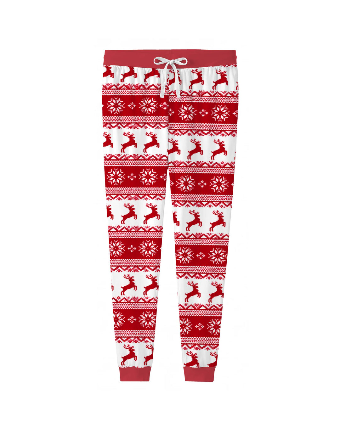 Red Nordic Reindeer Fair Isle Bamboo Women Pajama Set