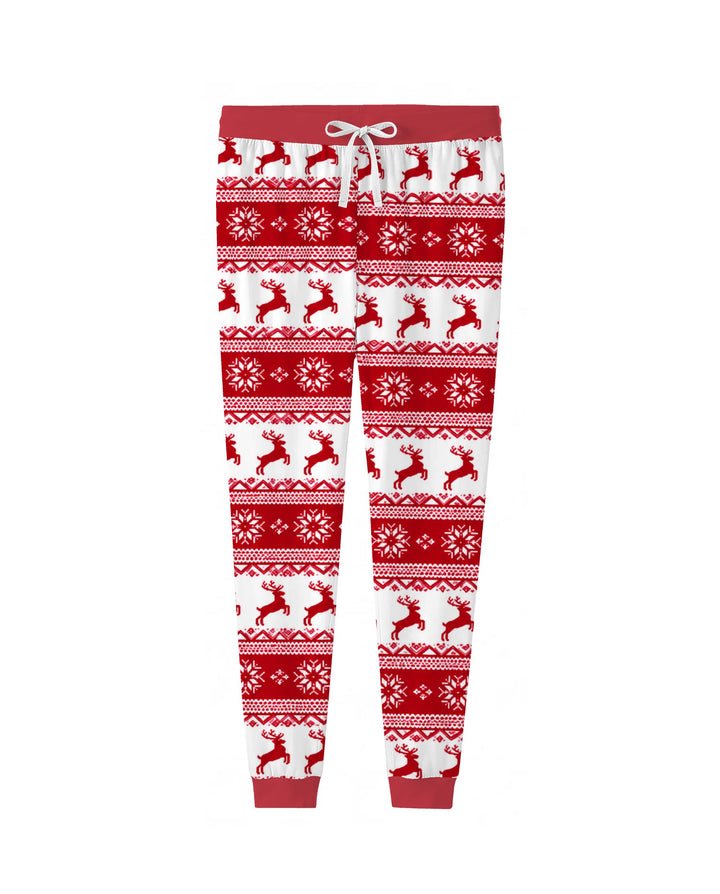 Red Nordic Reindeer Fair Isle Bamboo Women Pajama Set