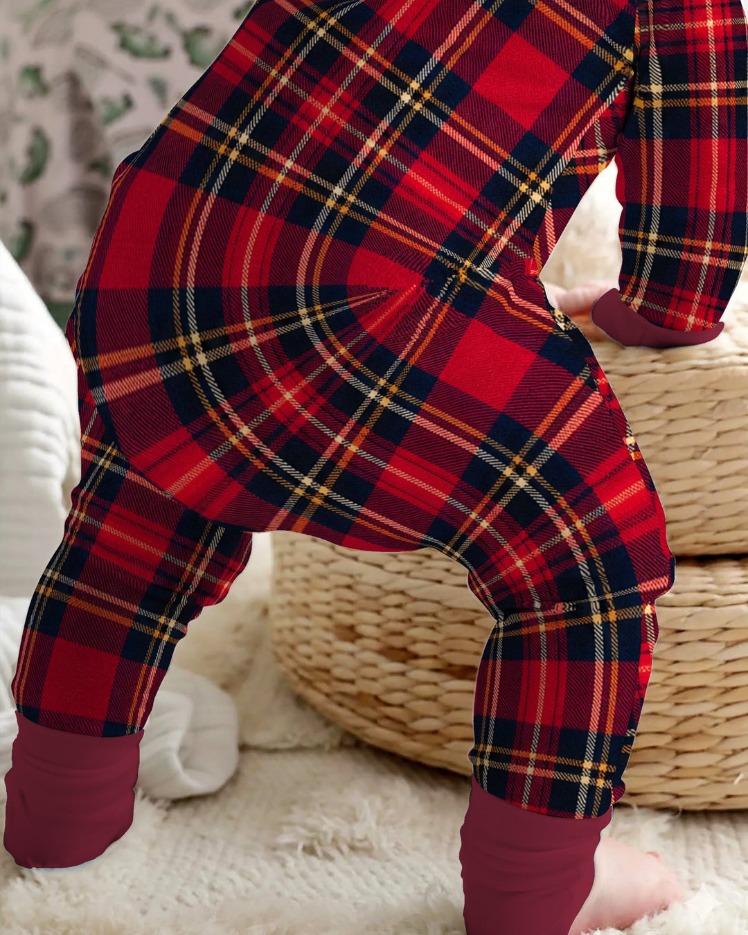 Classic Red Christmas Tartan Plaid Bamboo Convertible Zippy