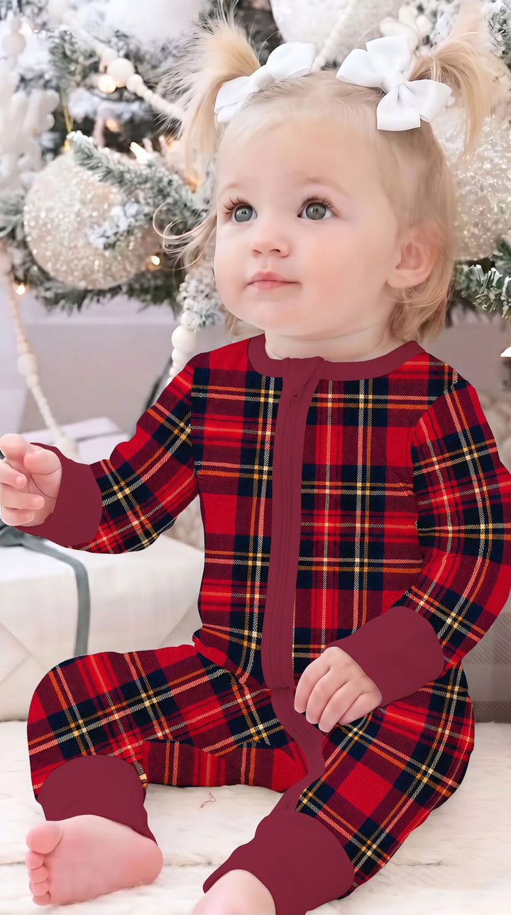 Classic Red Christmas Tartan Plaid Bamboo Convertible Zippy