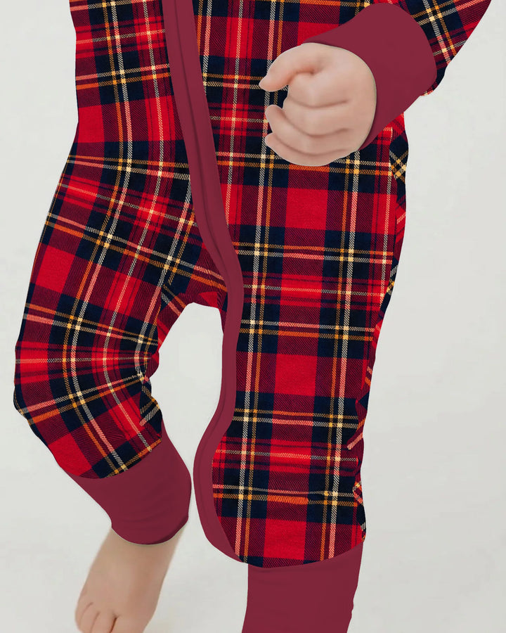 Classic Red Christmas Tartan Plaid Bamboo Convertible Zippy