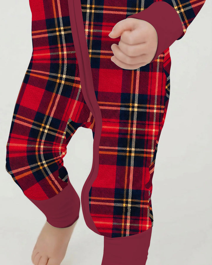 Classic Red Christmas Tartan Plaid Bamboo Convertible Zippy
