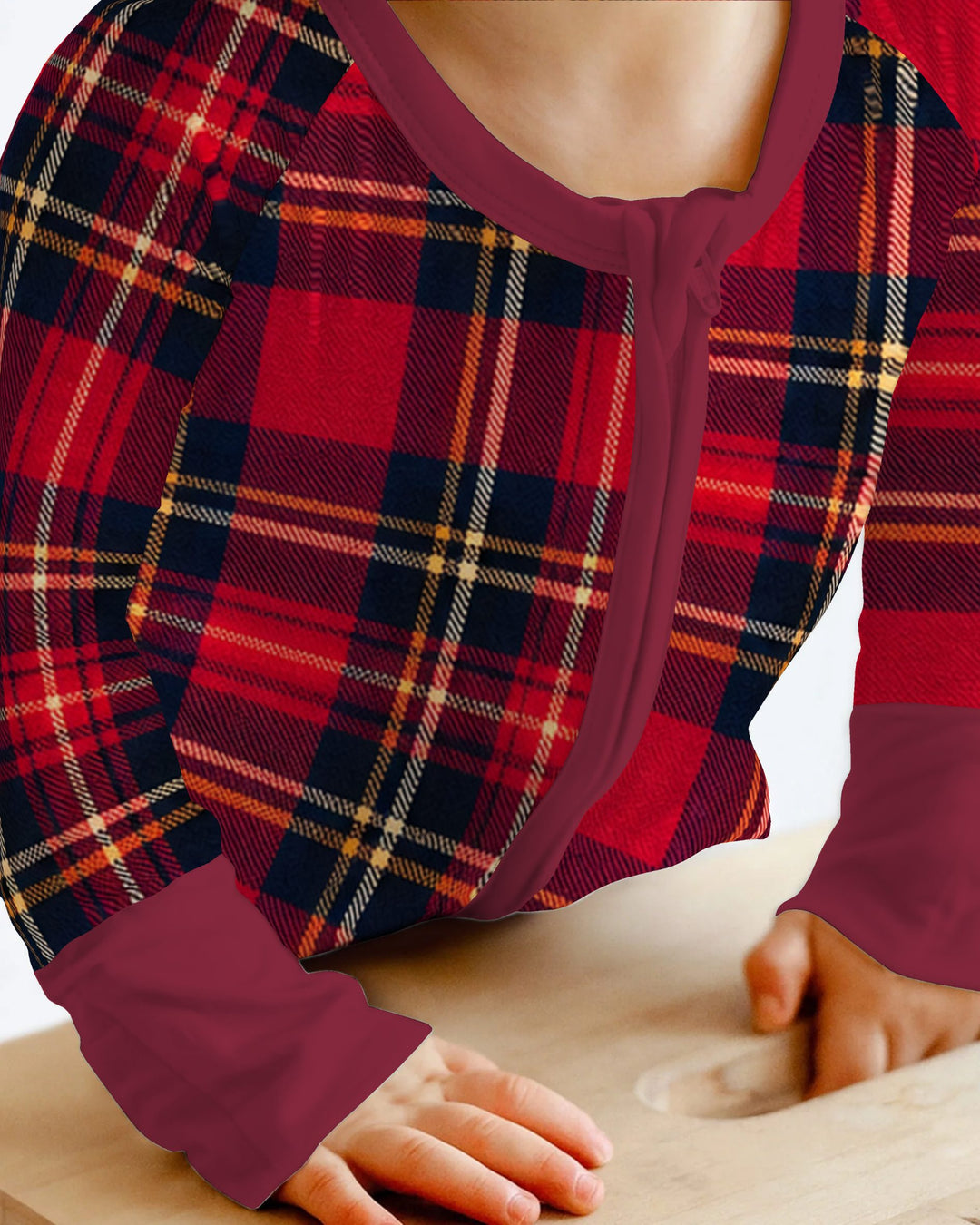 Classic Red Christmas Tartan Plaid Bamboo Convertible Zippy