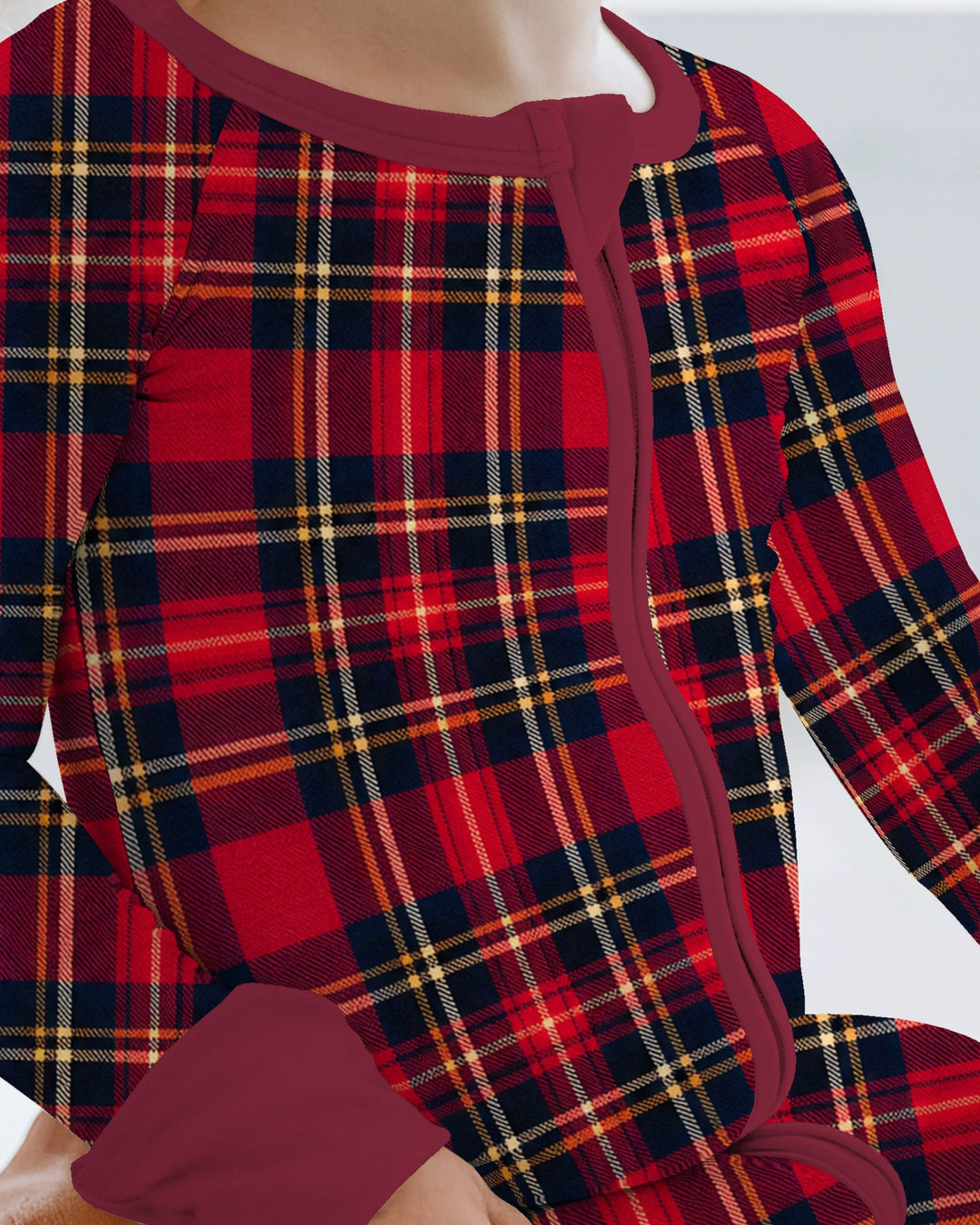 Classic Red Christmas Tartan Plaid Bamboo Convertible Zippy