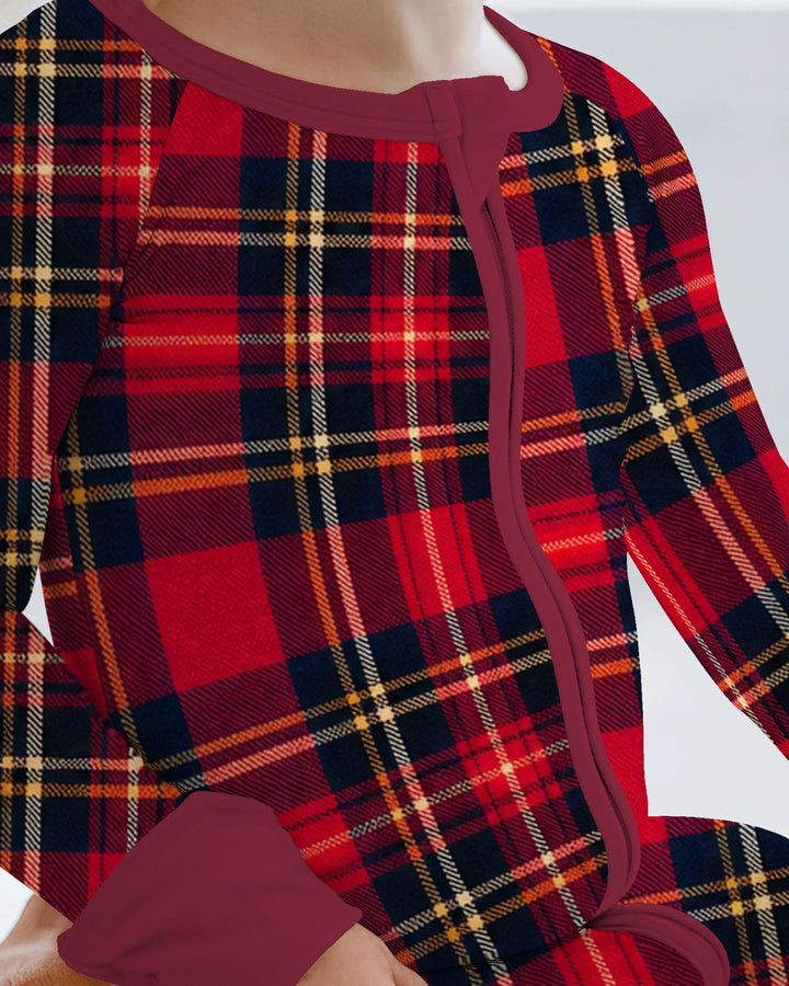 Classic Red Christmas Tartan Plaid Bamboo Convertible Zippy