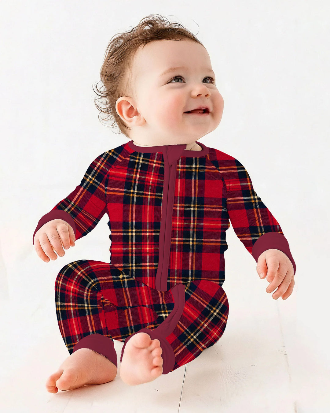 Classic Red Christmas Tartan Plaid Bamboo Convertible Zippy