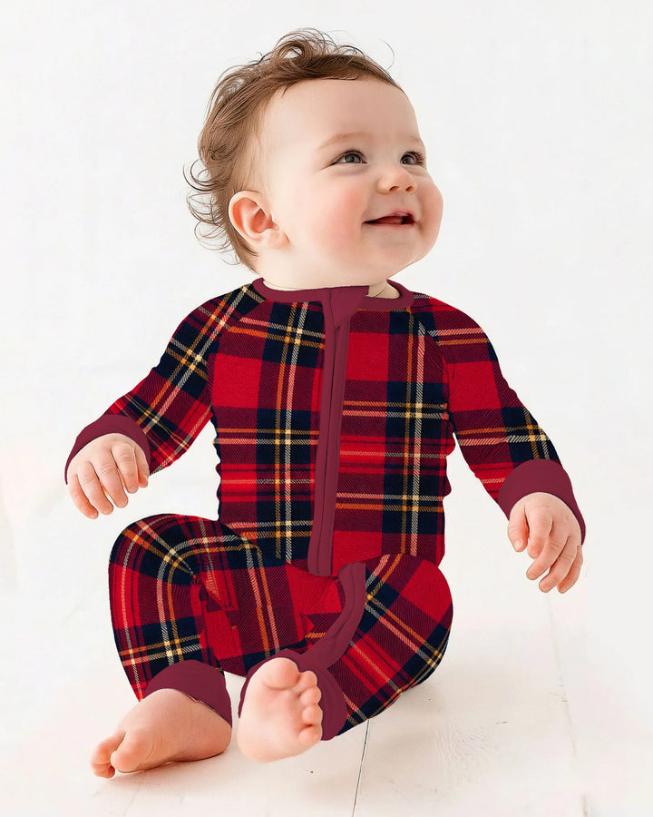 Classic Red Christmas Tartan Plaid Bamboo Convertible Zippy
