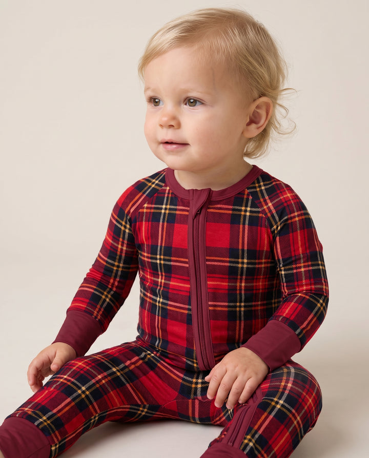 Classic Red Christmas Tartan Plaid Bamboo Convertible Zippy