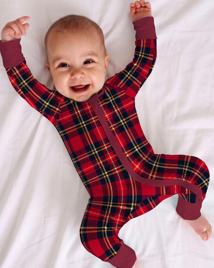 Classic Red Christmas Tartan Plaid Bamboo Convertible Zippy