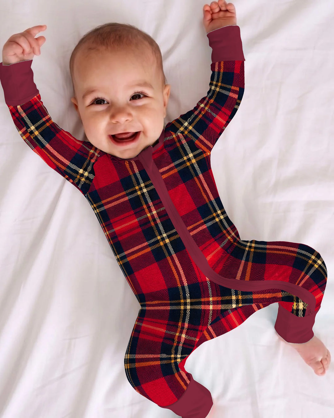 Classic Red Christmas Tartan Plaid Bamboo Convertible Zippy