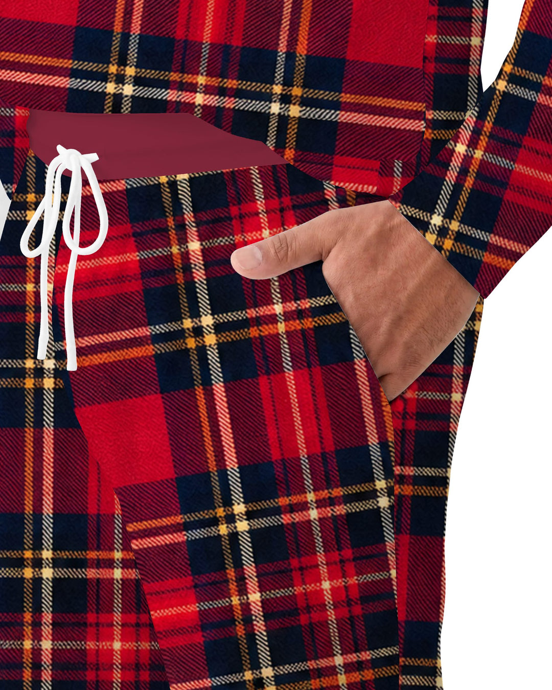 Classic Red Christmas Tartan Plaid Bamboo Men's Pajama Set