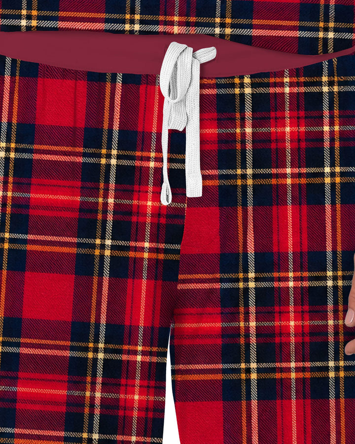 Classic Red Christmas Tartan Plaid Bamboo Men's Pajama Set