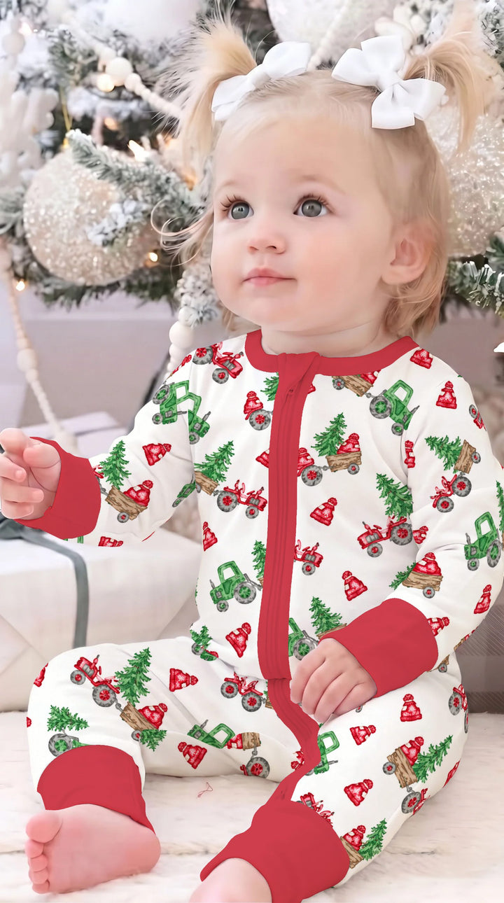 Christmas Tree Farm Tractor & Winter Hats Bamboo Convertible Zippy