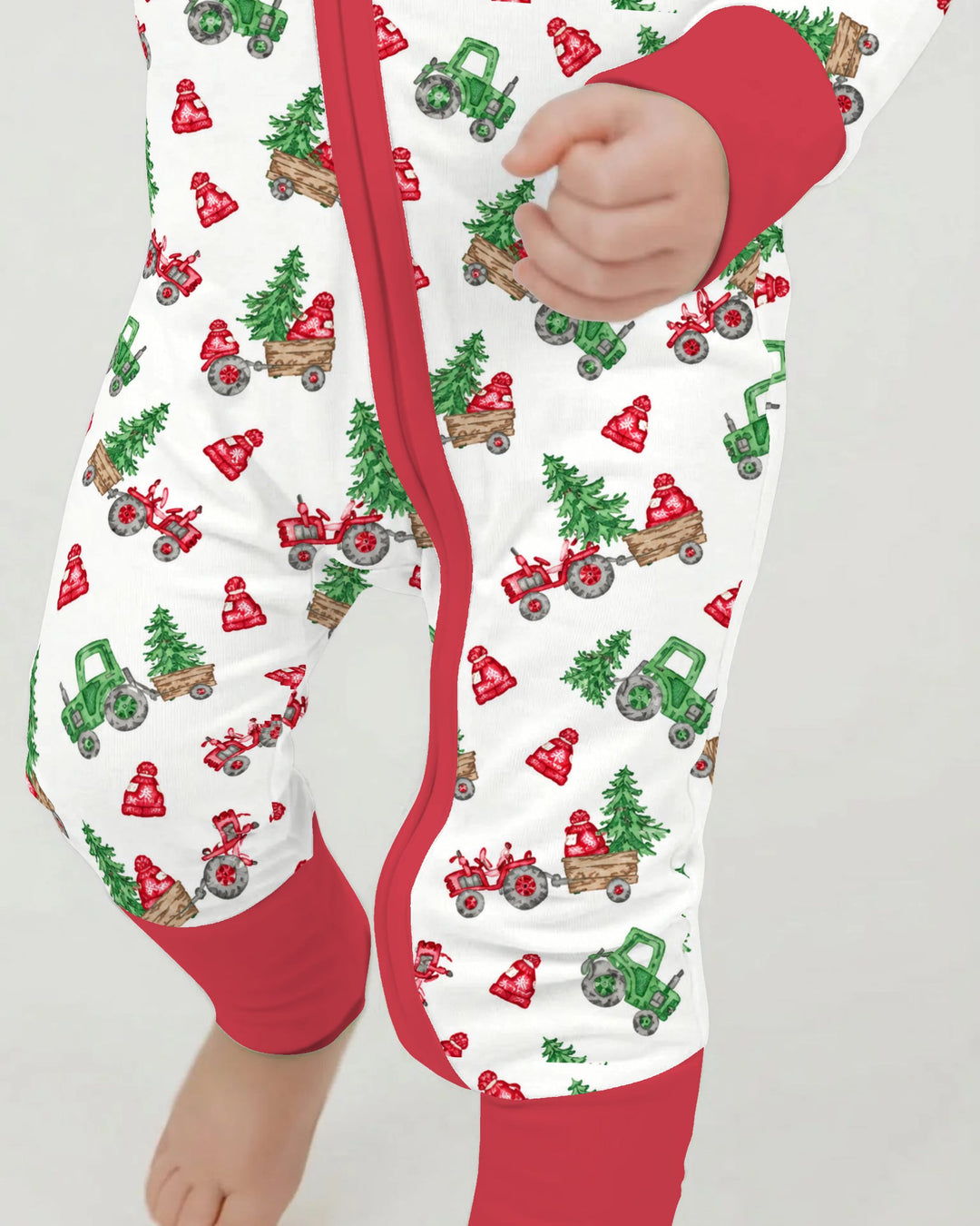 Christmas Tree Farm Tractor & Winter Hats Bamboo Convertible Zippy