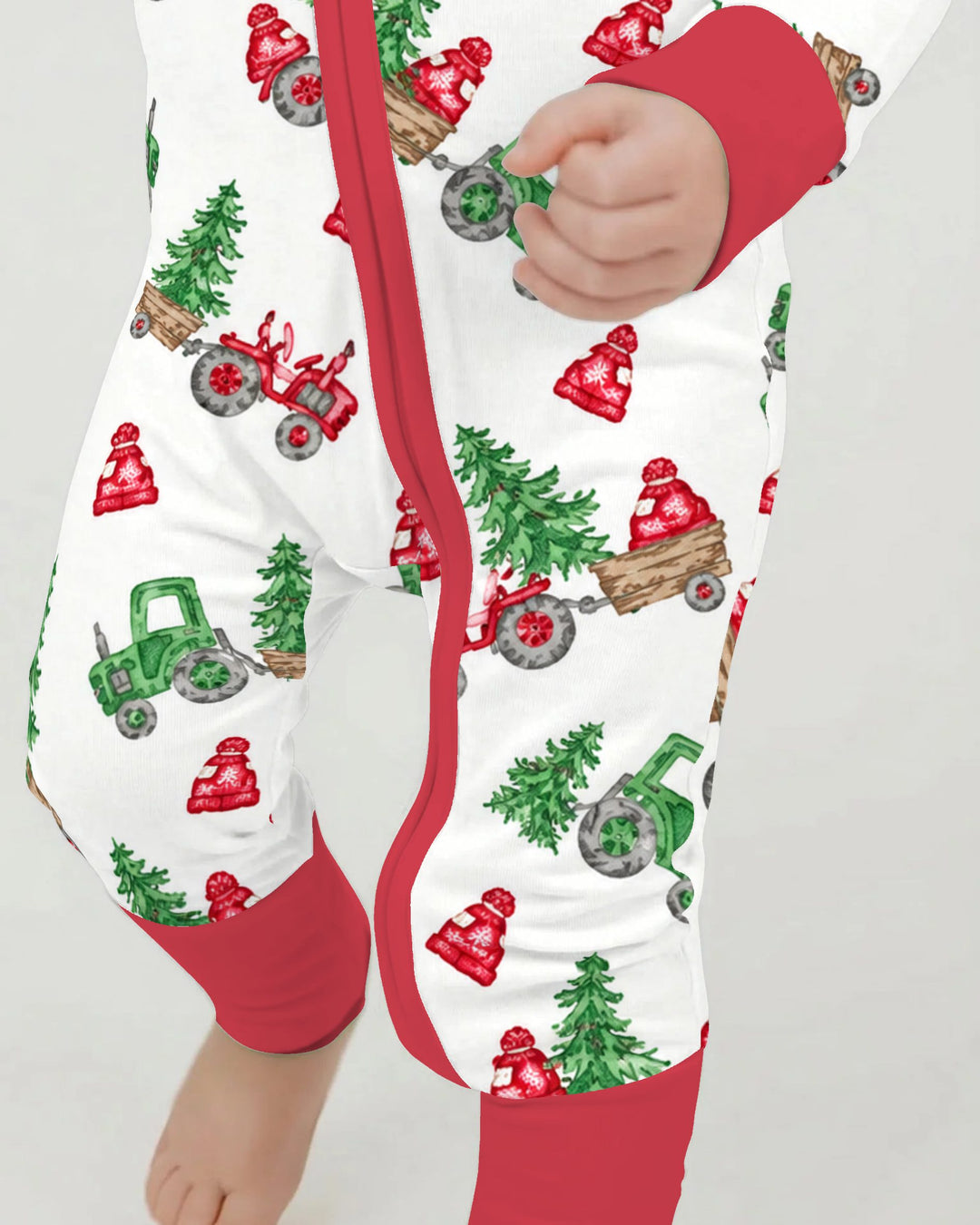 Christmas Tree Farm Tractor & Winter Hats Bamboo Convertible Zippy