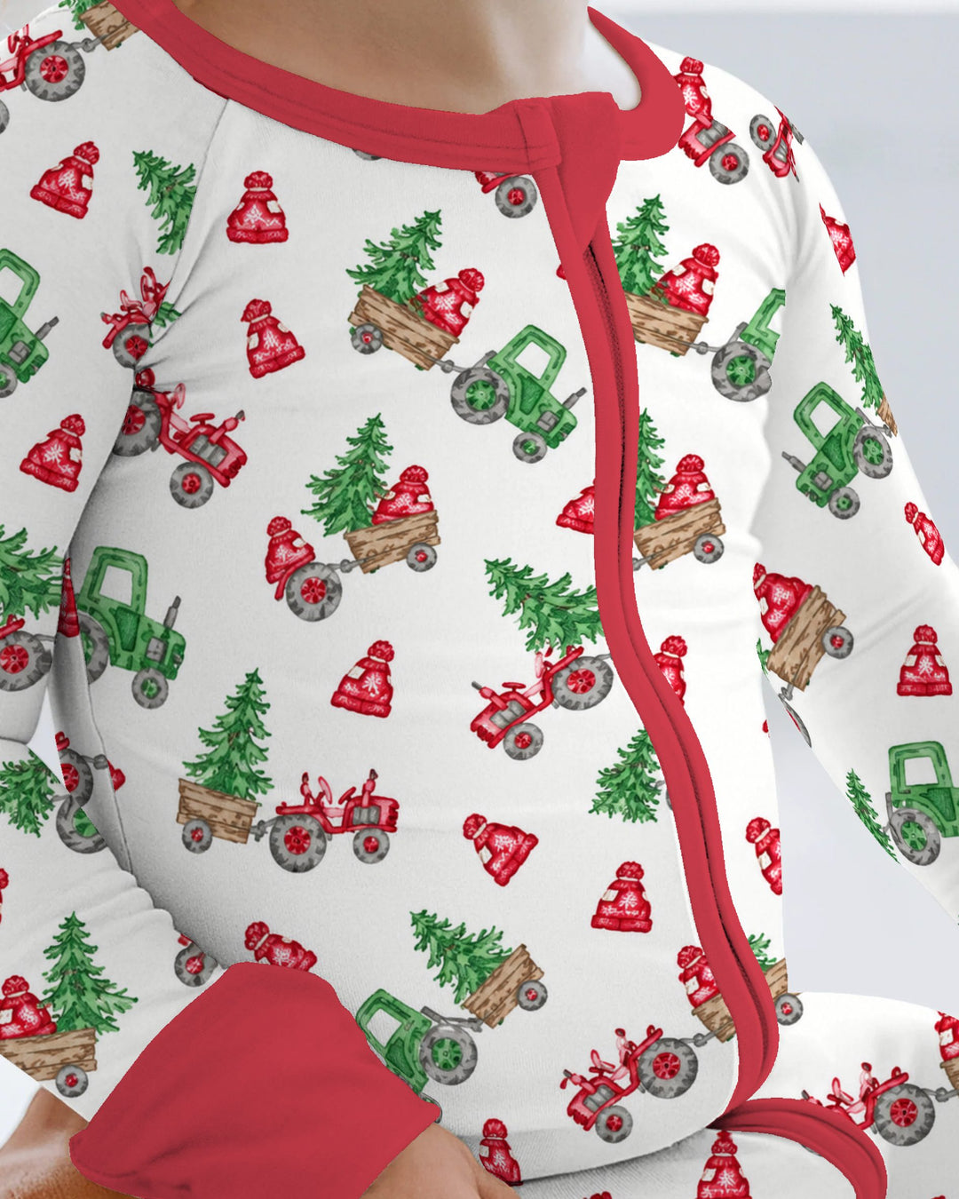 Christmas Tree Farm Tractor & Winter Hats Bamboo Convertible Zippy