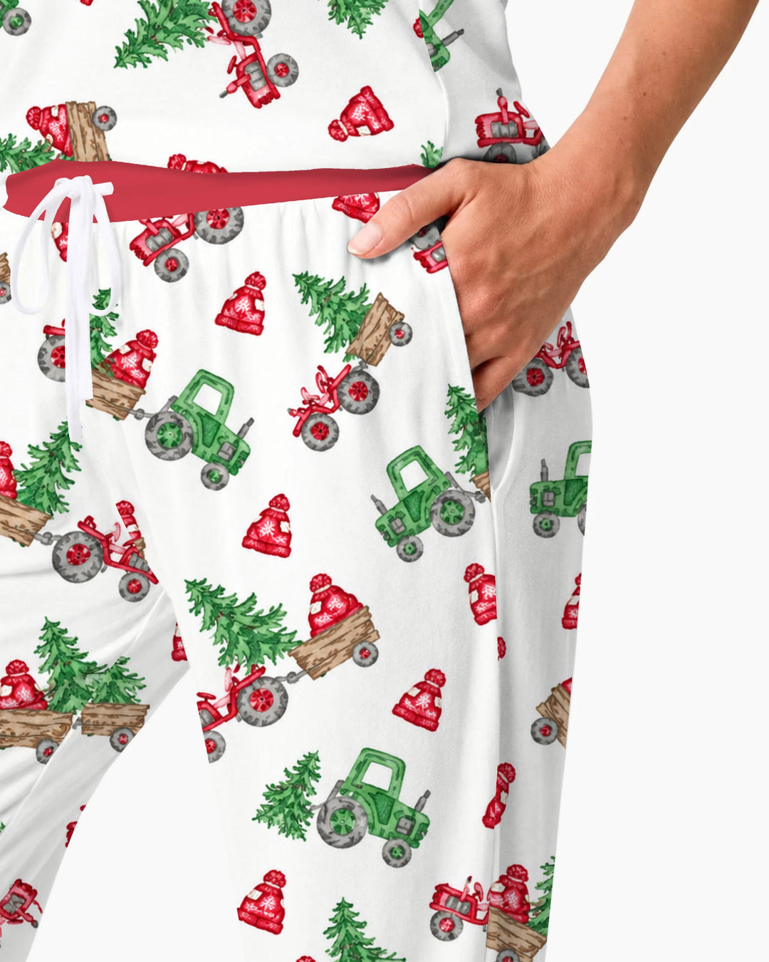 Christmas Tree Farm Tractor & Winter Hats Bamboo Women Pajama Set