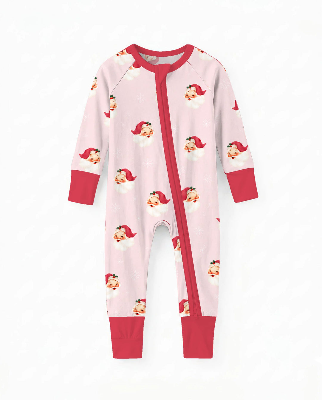 Pink Vintage Santa & Snowflakes Bamboo Convertible Zippy