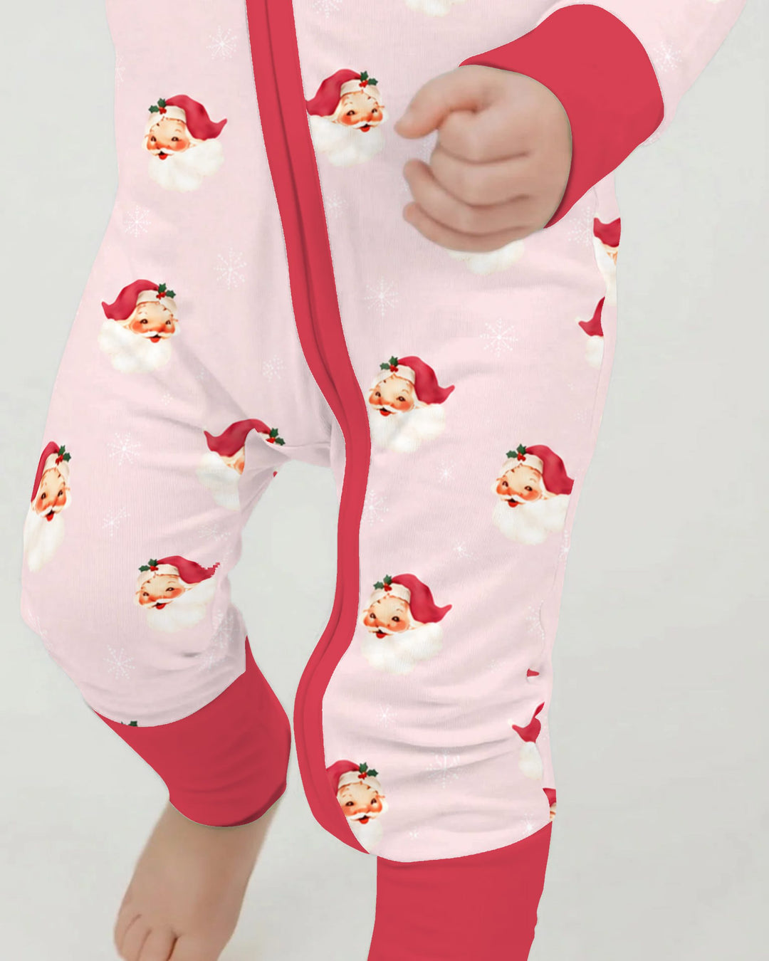 Pink Vintage Santa & Snowflakes Bamboo Convertible Zippy