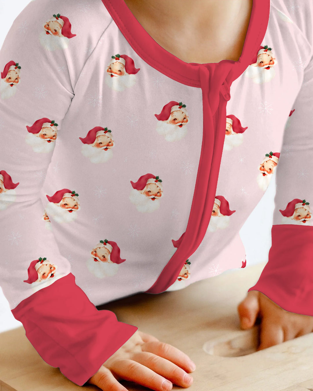 Pink Vintage Santa & Snowflakes Bamboo Convertible Zippy