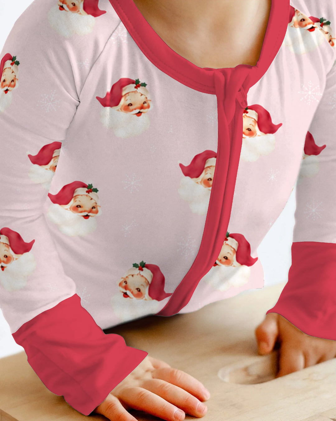 Pink Vintage Santa & Snowflakes Bamboo Convertible Zippy