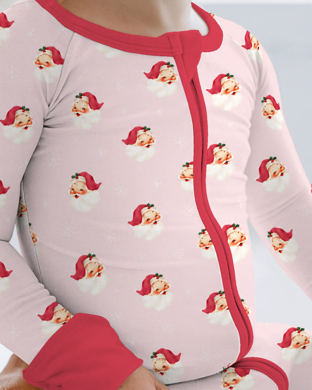Pink Vintage Santa & Snowflakes Bamboo Convertible Zippy