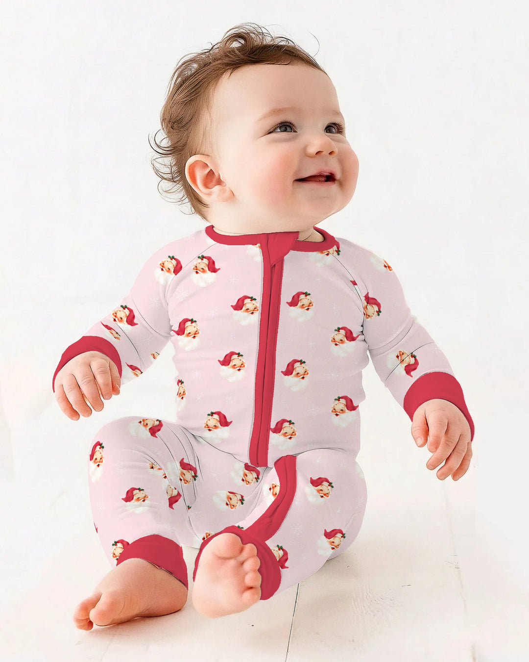Pink Vintage Santa & Snowflakes Bamboo Convertible Zippy