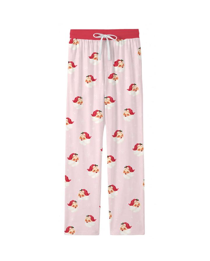 Pink Vintage Santa & Snowflakes Bamboo Men's Pajama Set