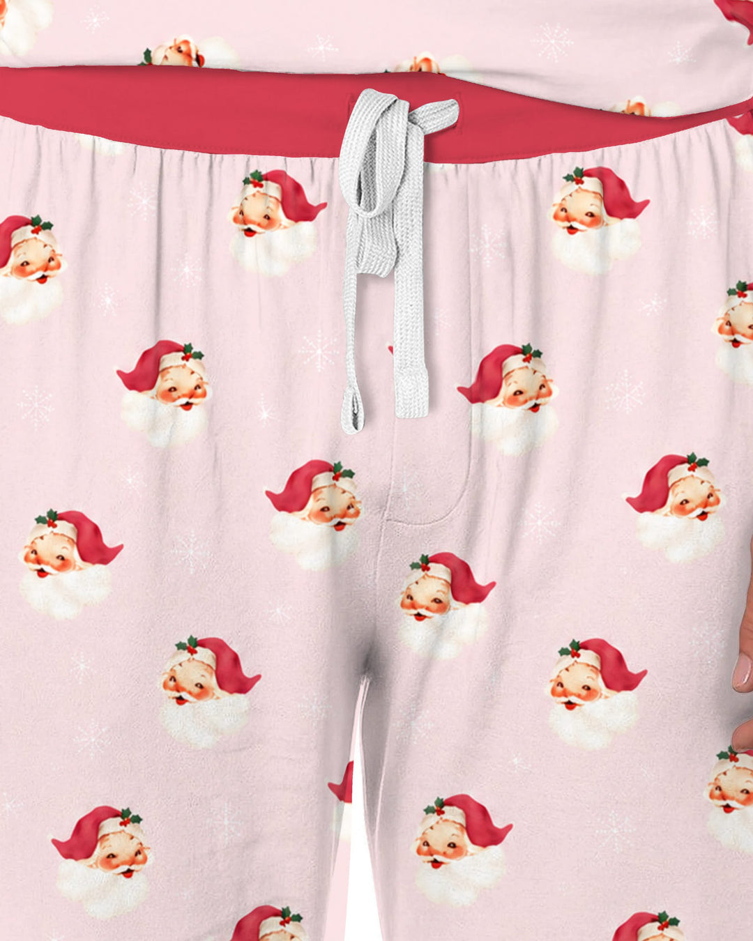 Pink Vintage Santa & Snowflakes Bamboo Men's Pajama Set
