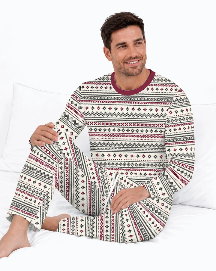 Nordic Fair Isle Holiday Knit Bamboo Men's Pajama Set