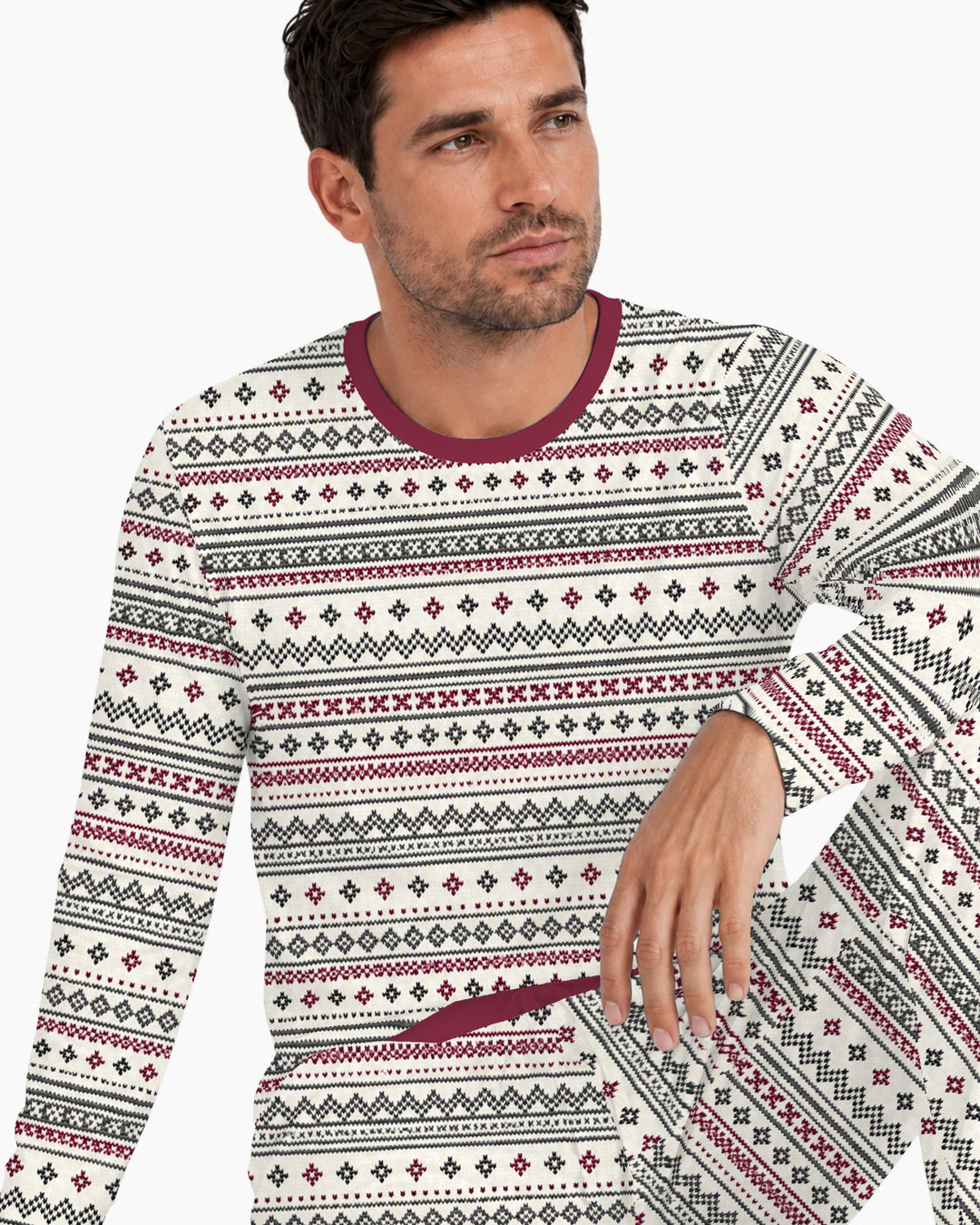 Nordic Fair Isle Holiday Knit Bamboo Men's Pajama Set