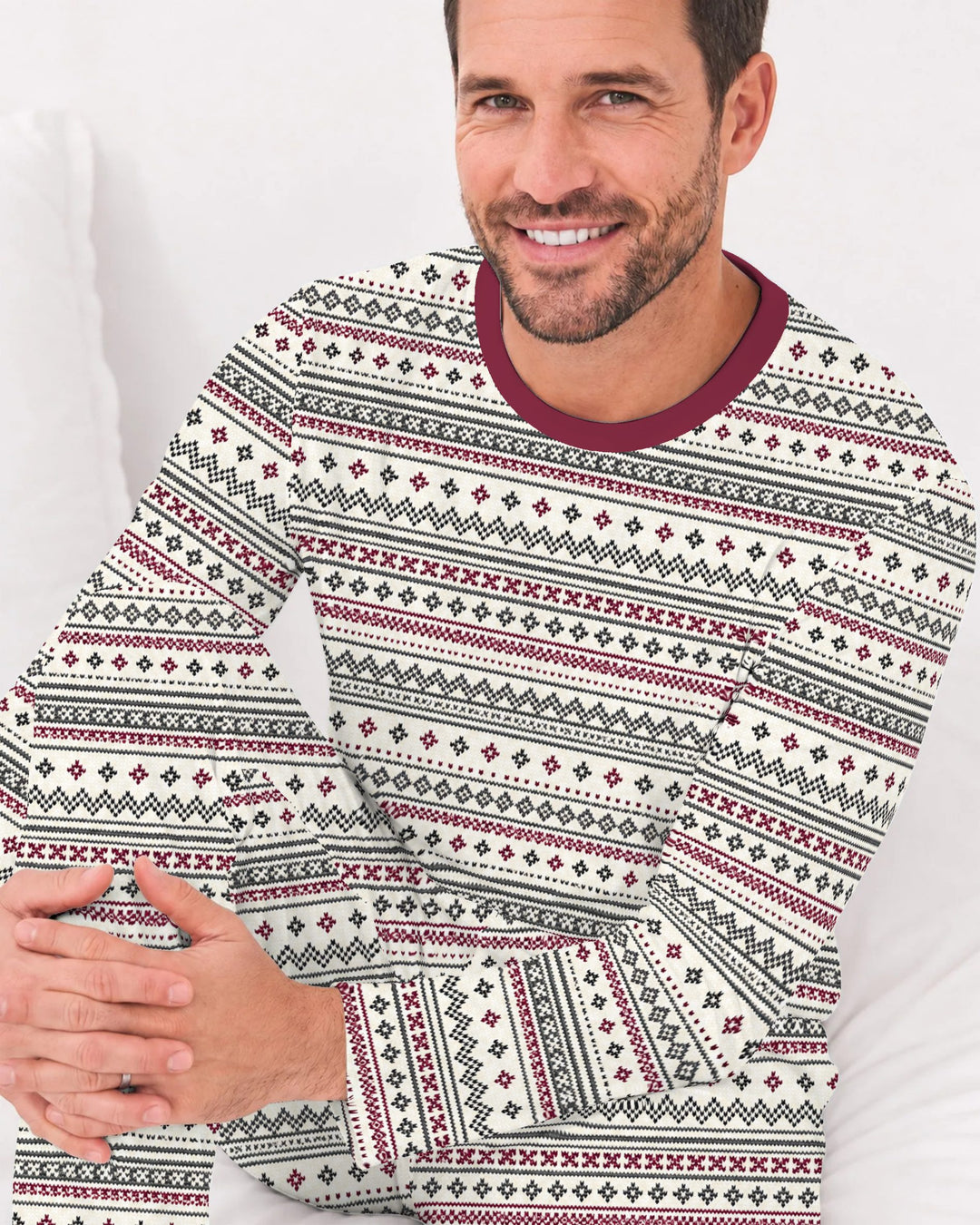 Nordic Fair Isle Holiday Knit Bamboo Men's Pajama Set