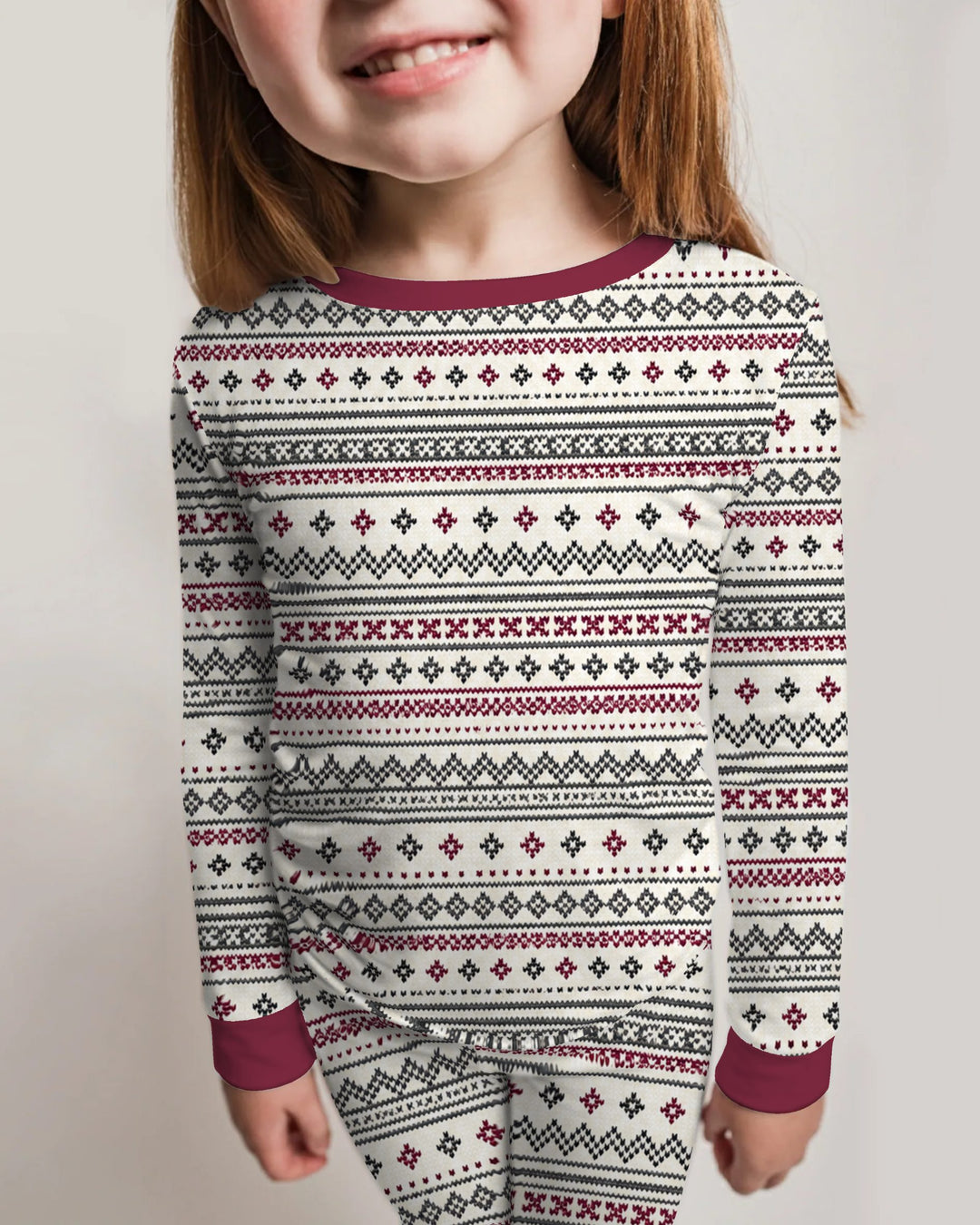 Nordic Fair Isle Holiday Knit Bamboo Two Piece Long Sleeve Pajama Set
