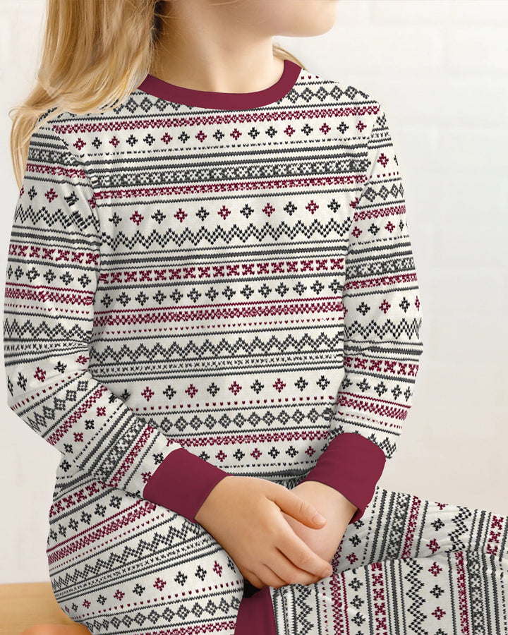 Nordic Fair Isle Holiday Knit Bamboo Two Piece Long Sleeve Pajama Set