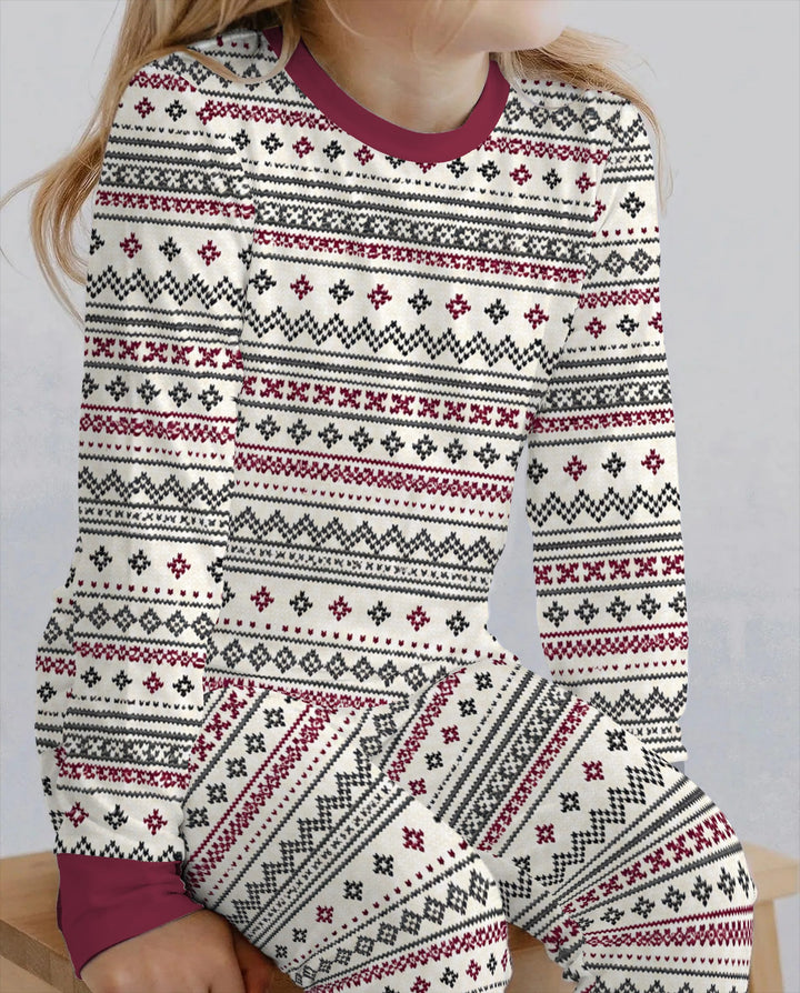 Nordic Fair Isle Holiday Knit Bamboo Two Piece Long Sleeve Pajama Set