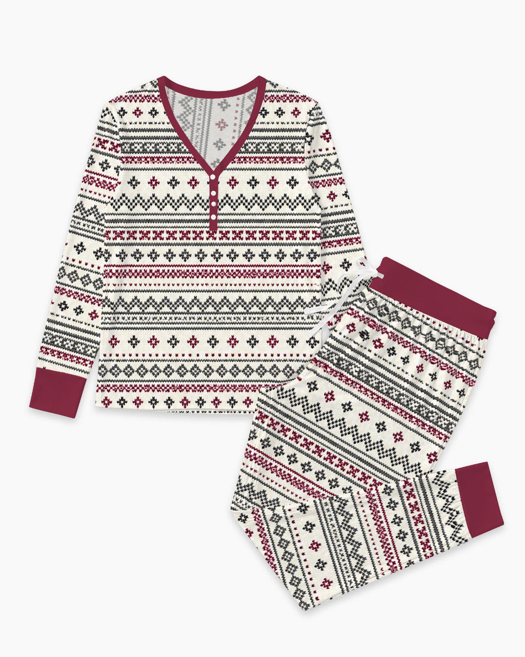 Nordic Fair Isle Holiday Knit Bamboo Women Pajama Set